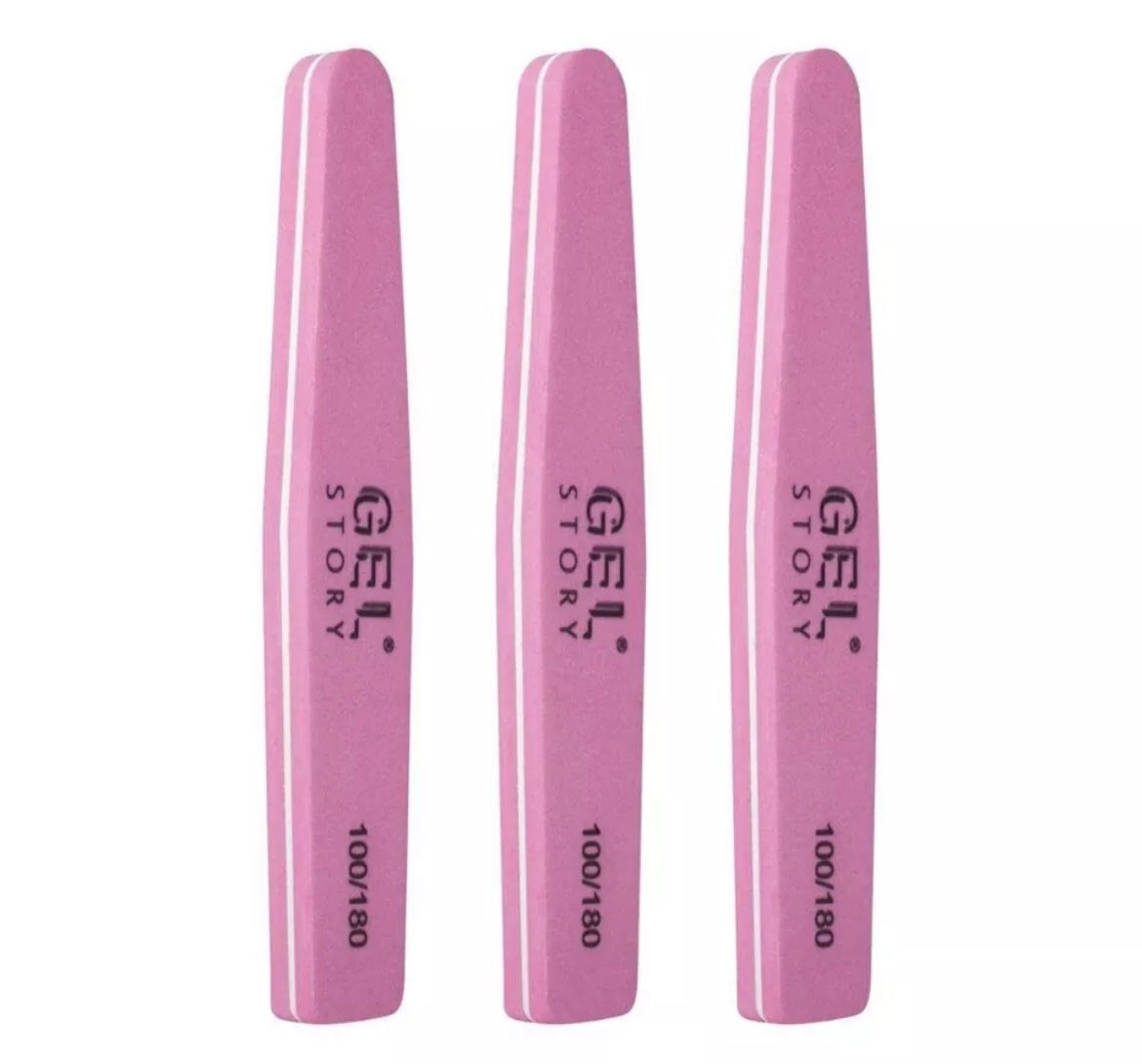 Nail Buffer Files Pink for Acrylics & Natural Nails  100/180 10 Packs Gel Story