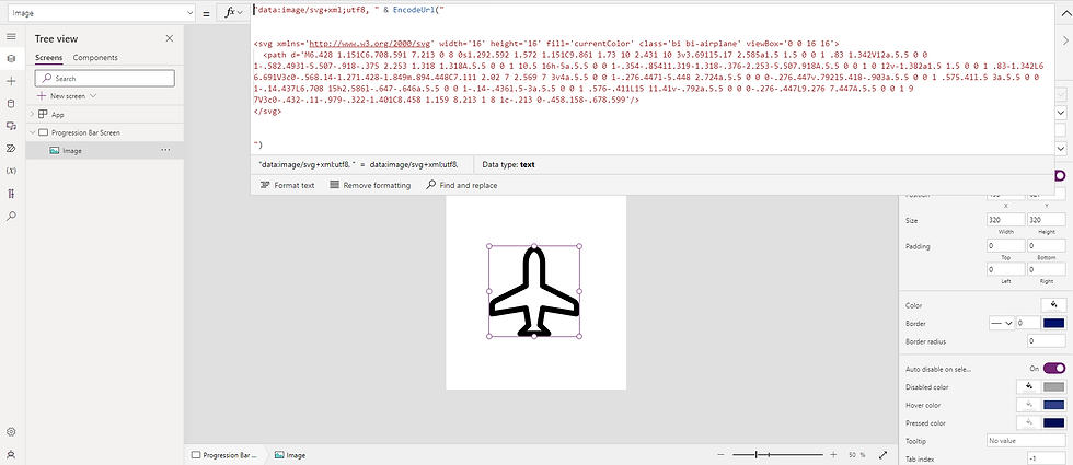 Adding airplane SVG code to the image control
