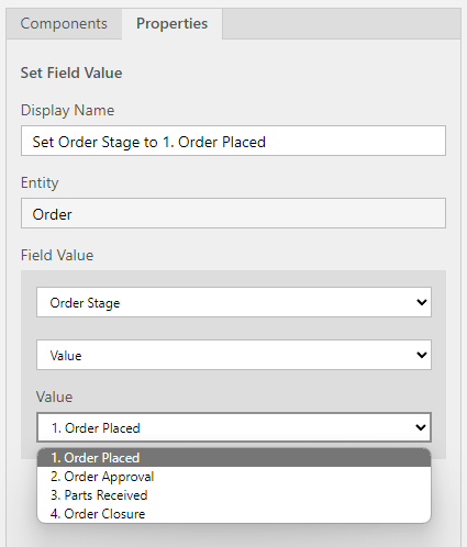Setting the fields in the Properties tab
