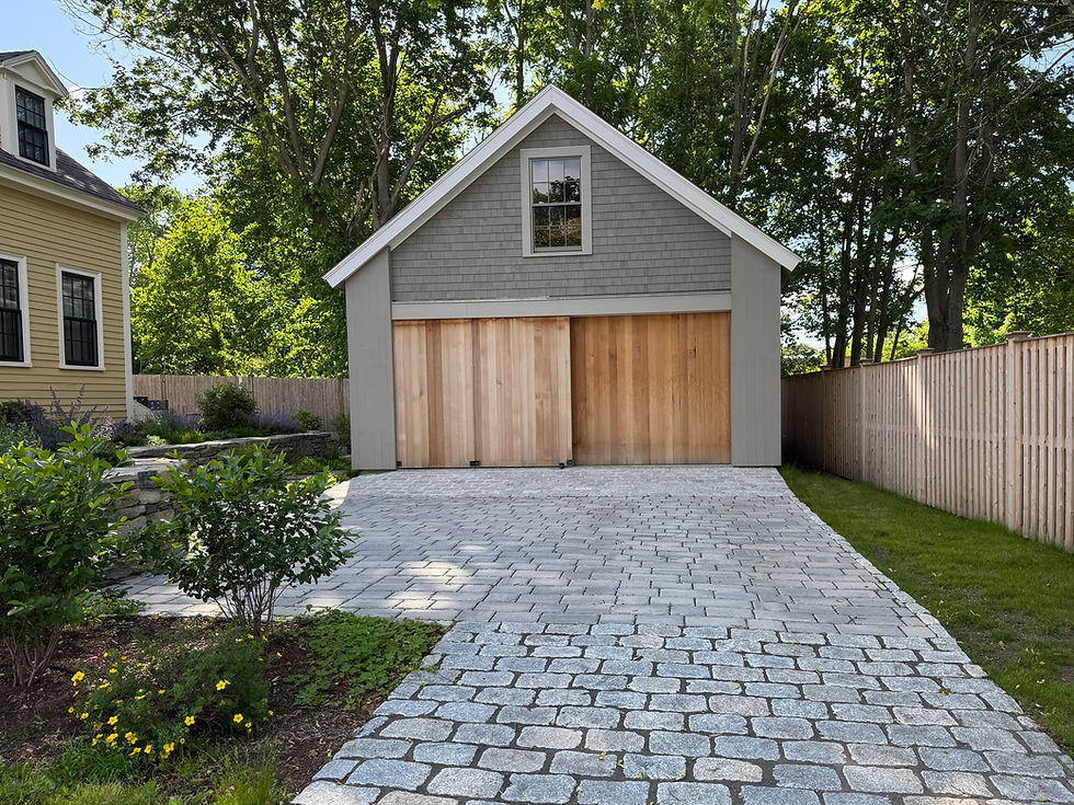 Granite apron with permeable paver driveway