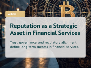 Reputation Management in Financial Services framework focused on governance, risk control, and trust building
