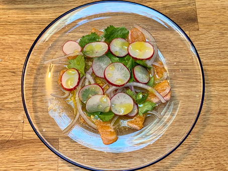 Ceviche de truite (ou, Ã la mer, de daurade)