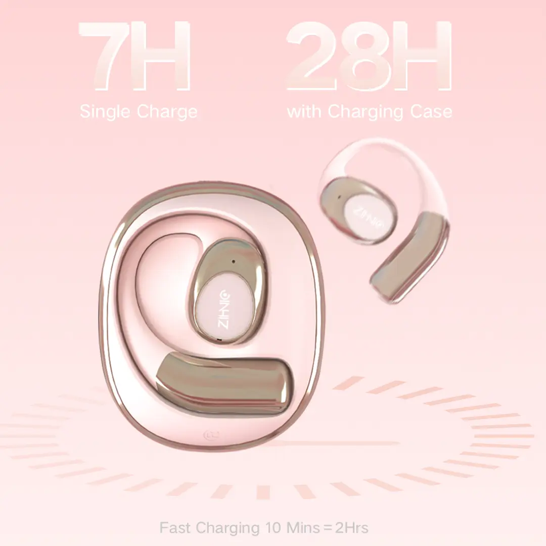 ZIHNIC S09 Open-Ear Earbuds, IPX5 Waterproof, 35 Hours Playtime, On-Ear Headphon