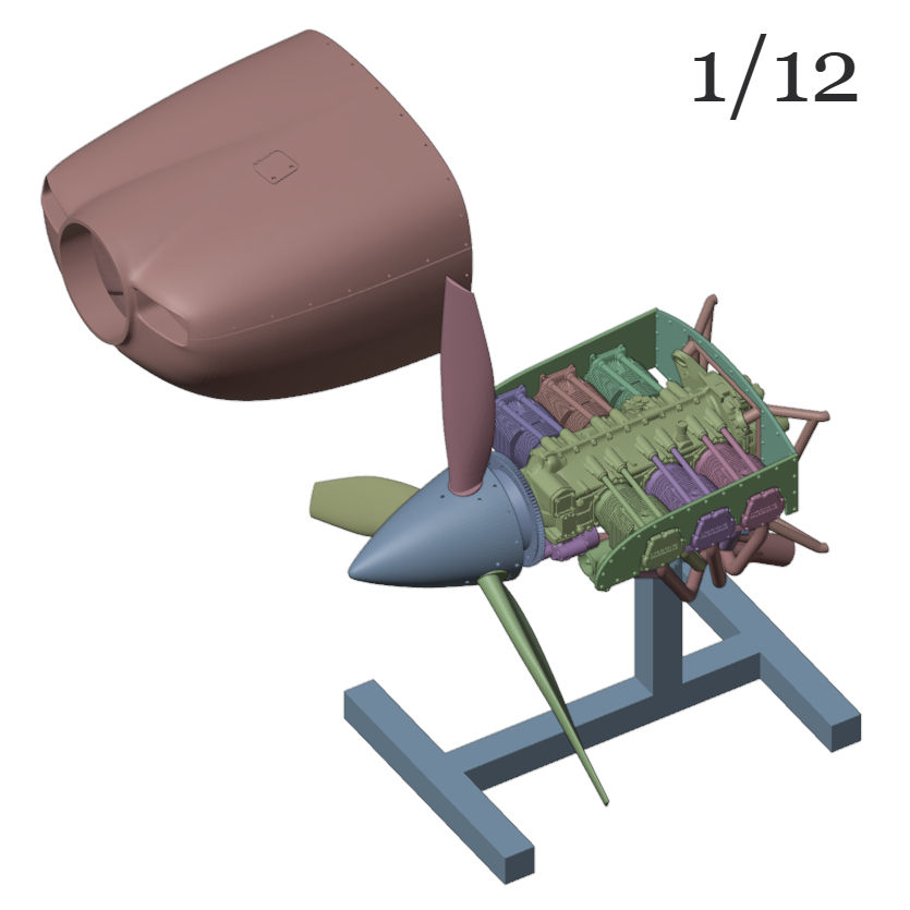 00144 1/12 Lycoming IO-580 Engine