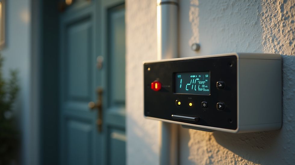 Close-up view of solar inverter with digital display