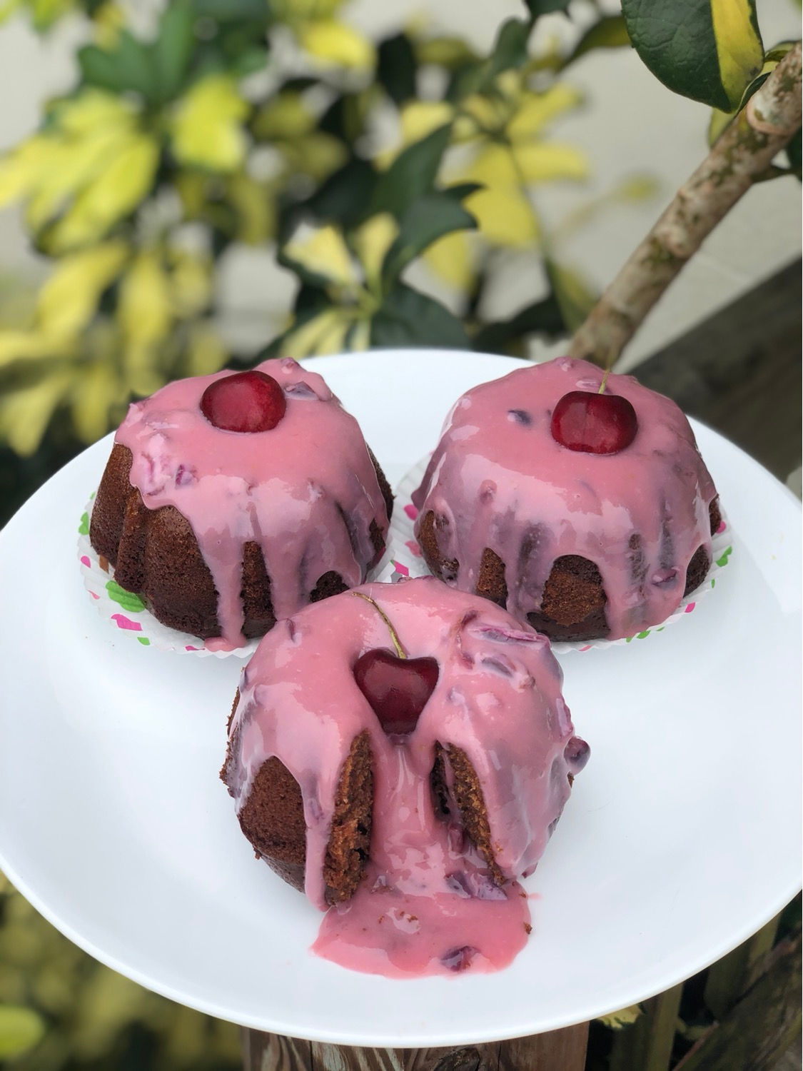 Chocolate Cherry mini volcano cakes
