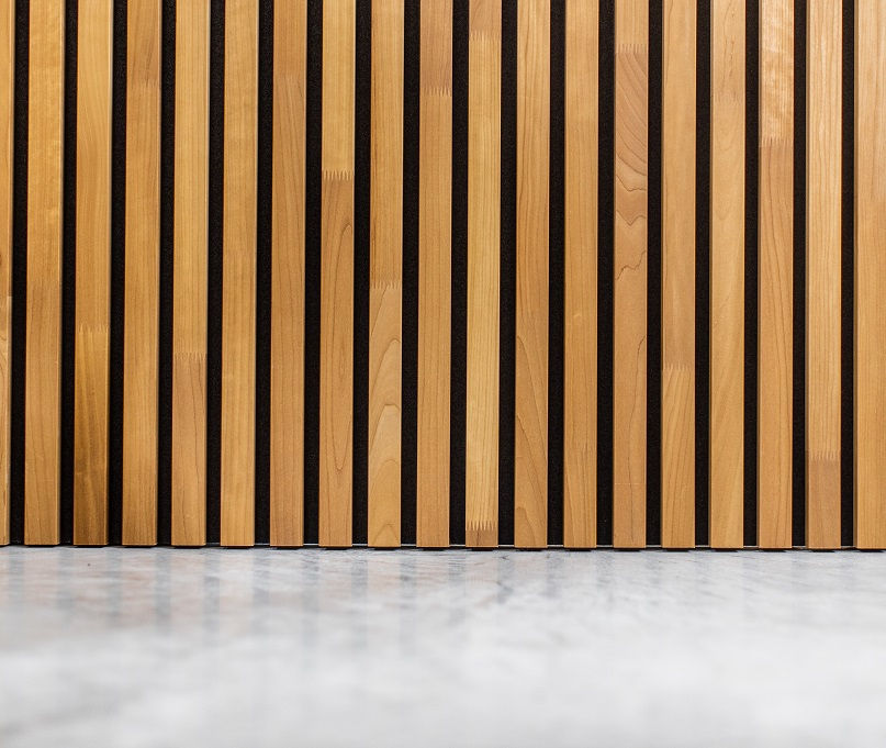 Thermo-aspen acoustic panels installed in a modern interior