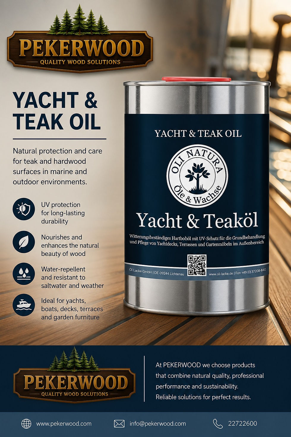Yacht and teak oil for marine wood, decking and outdoor timber — 1 L
