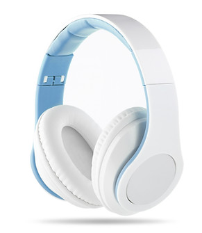 Blue and White Headphones