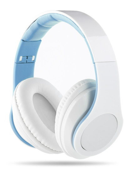 Blue and White Headphones