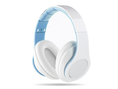 Blue and White Headphones
