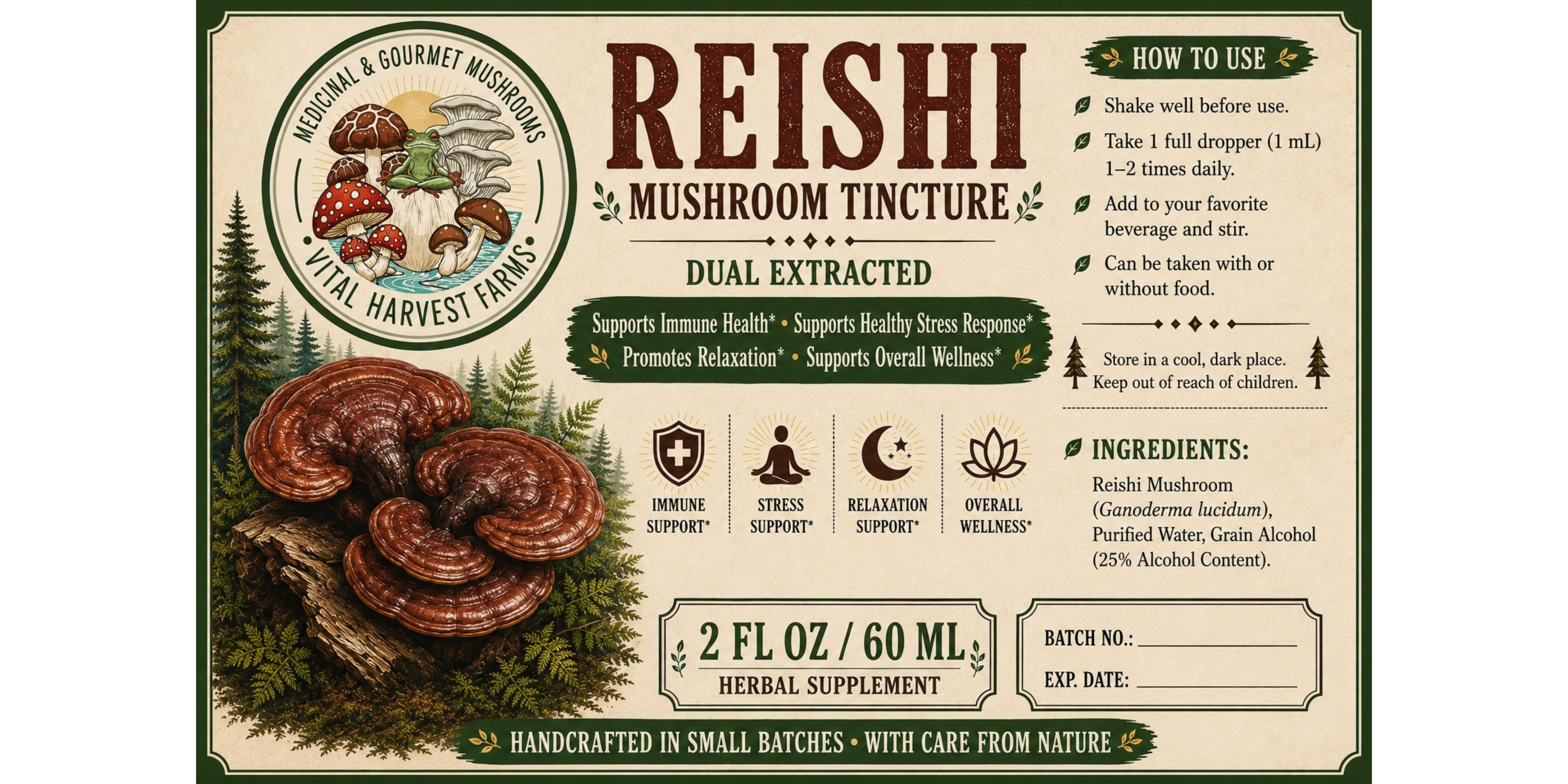 Reishi Dual-Extracted Mushroom Tincture | Stress & Immune Support