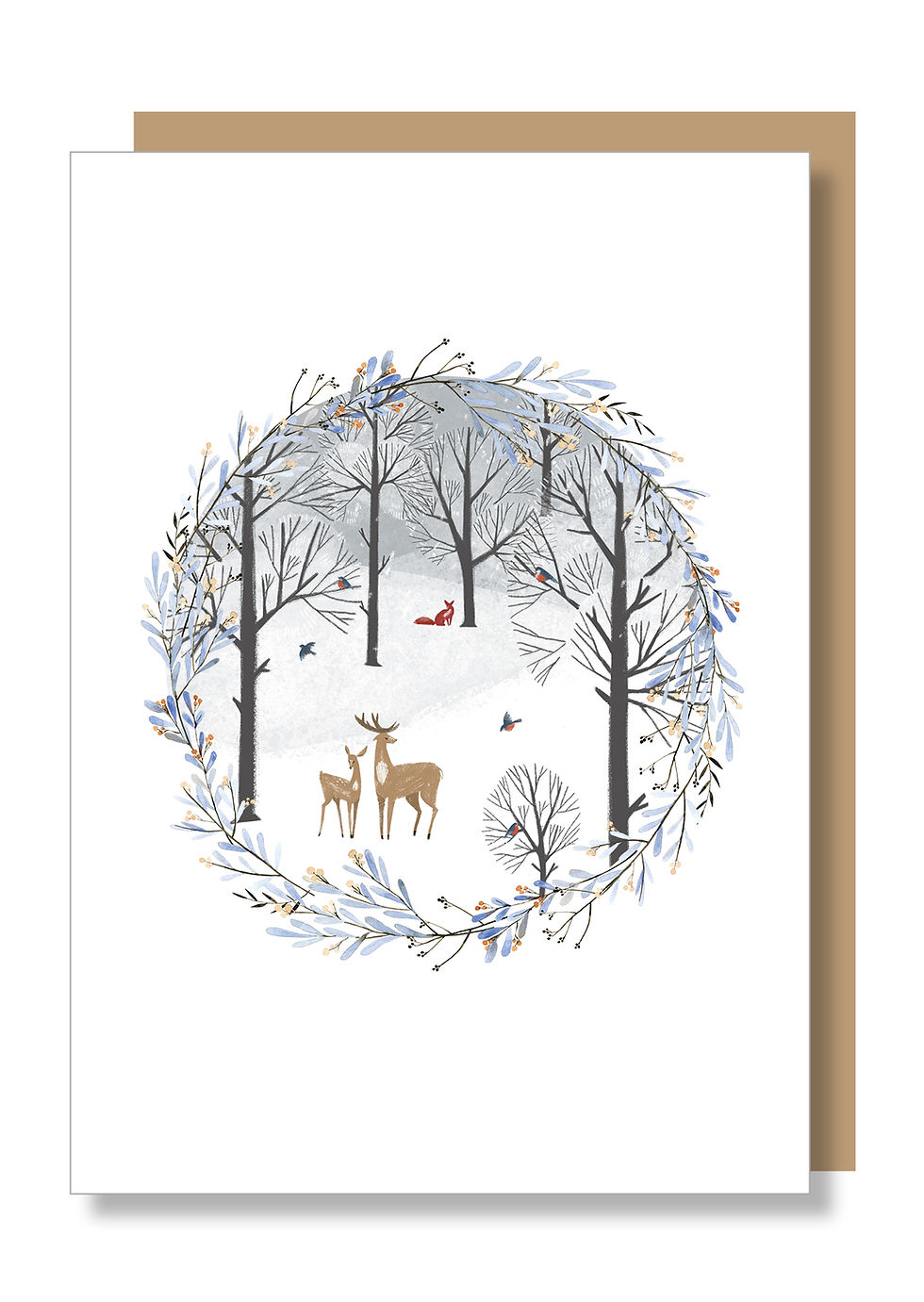 Thumbnail: Dubbele kerstkaarten met envelop