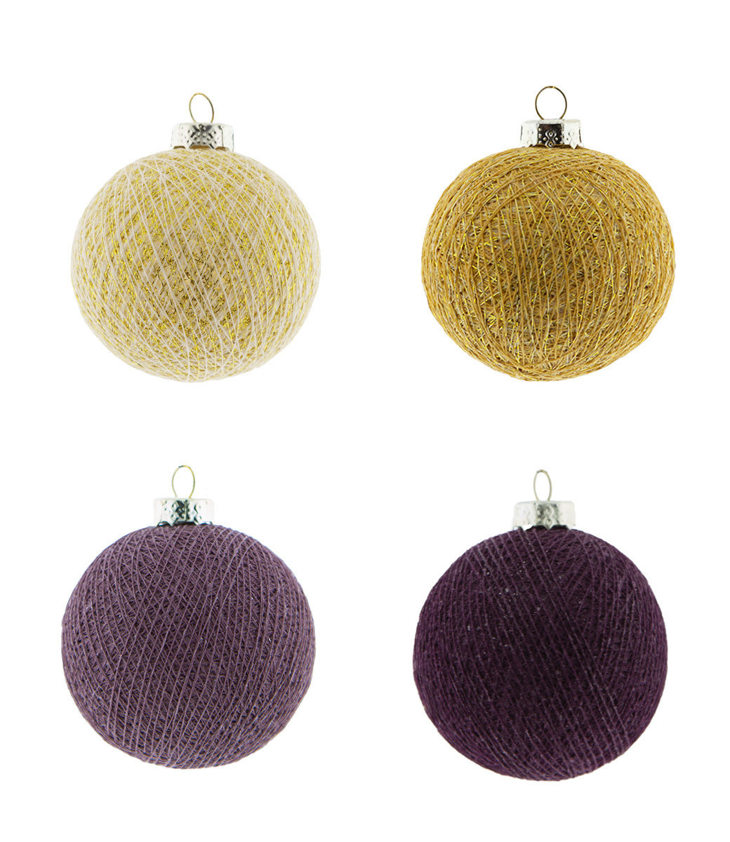Cotton Ball kerstballen Golden Grape