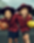 Excited kids in school uniforms with a basketball and football.