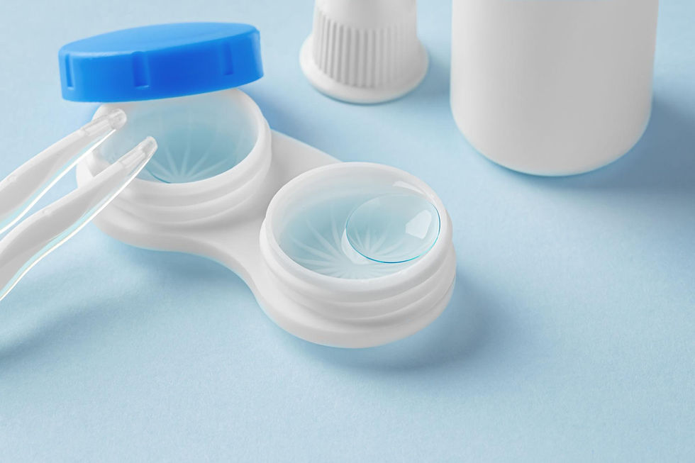 Contact lenses with storage case and solution representing convenient vision correction