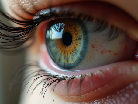 Close-up view of an eye with visible dryness and redness