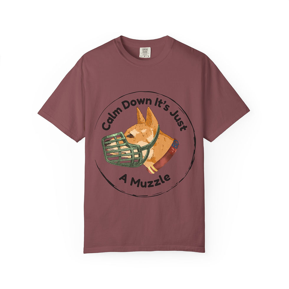 Thumbnail: Calm Down It’s Just A Muzzle T-Shirt — Dog Lover Muzzle Awareness Tee