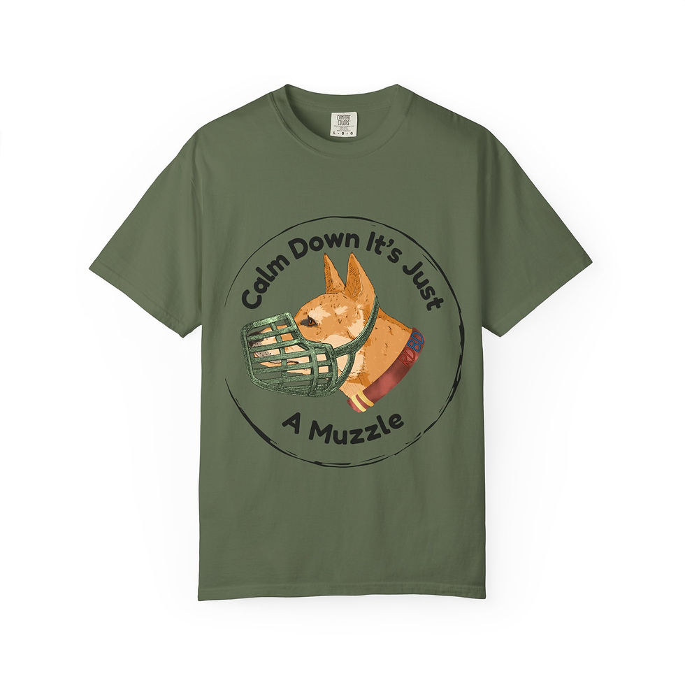 Thumbnail: Calm Down It’s Just A Muzzle T-Shirt — Dog Lover Muzzle Awareness Tee