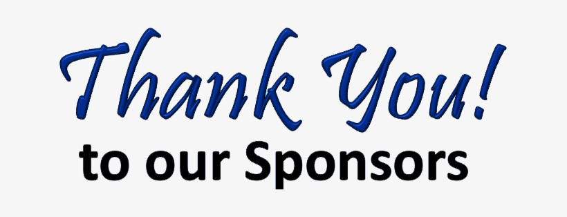 Blue and black text on white background reads Thank You! to our Sponsors, expressing gratitude.
