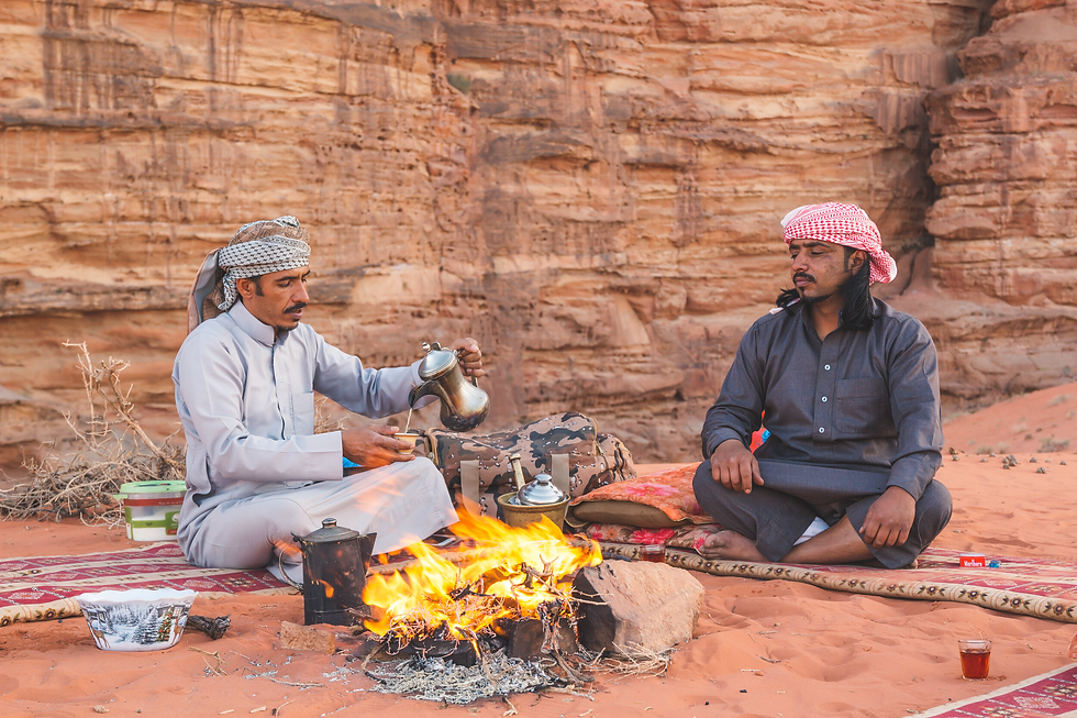 Bedouin men making tea