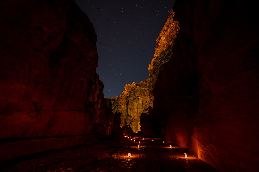 Petra Siq at night Jordan