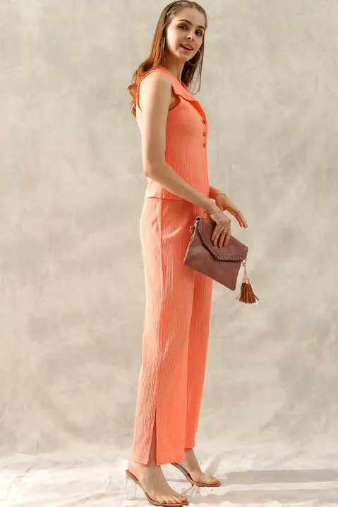 Thumbnail: Embossing Vest Top and Slit Pant Set
