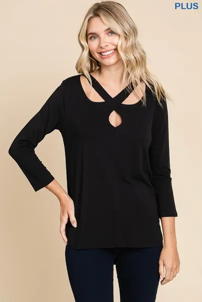 Cross Strappy Neck Blouse