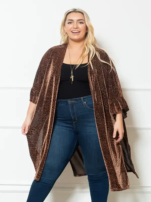 Thumbnail: Metallic Animal Print Kimono