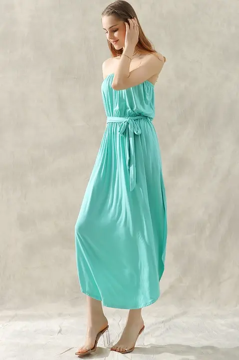 Tube Top Maxi Dress with Waist Strap mint