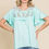 Thumbnail: Mint Ocean Blue Lace Neck Embroidered Blouse 