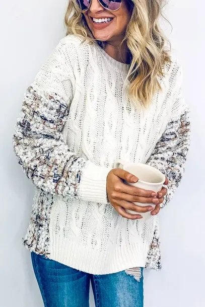 Thumbnail: Plaid Printed Detail Back Oversized Sweater