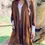 Thumbnail: Camel Soft Knitted Pocket Kimono Cardigan with Fringe