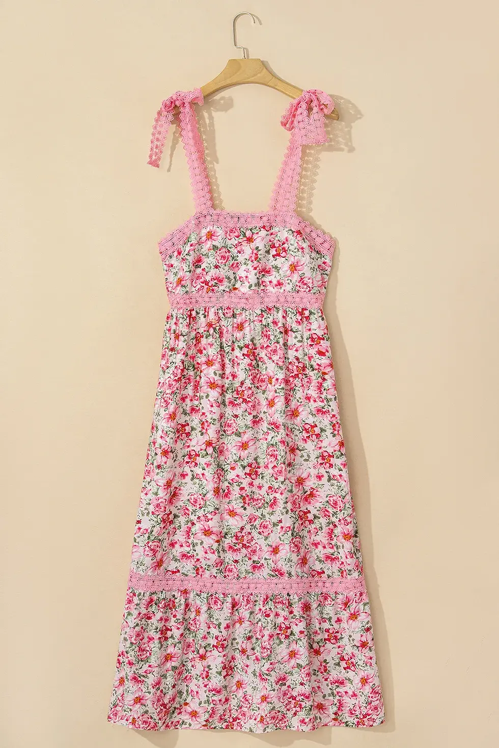 Thumbnail: Pink Floral Empire Waist Maxi Dress