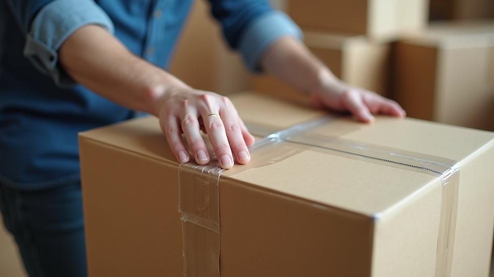 Close-up view of a moving company employee packing fragile items carefully