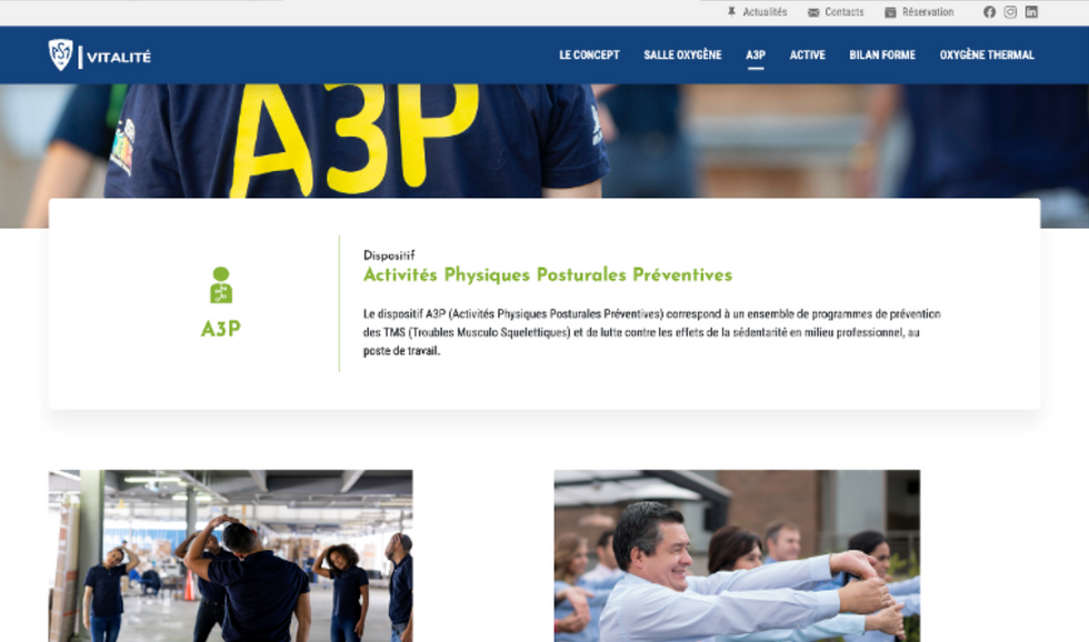 Ancien design du site vitalité
