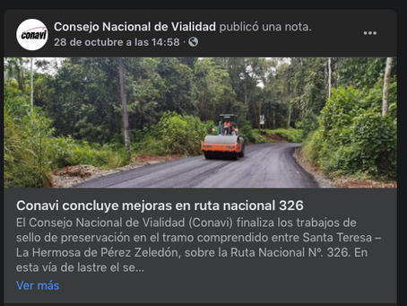 Conavi informa que continua con trabajos, solicitaron adenda de ¢200 millones más