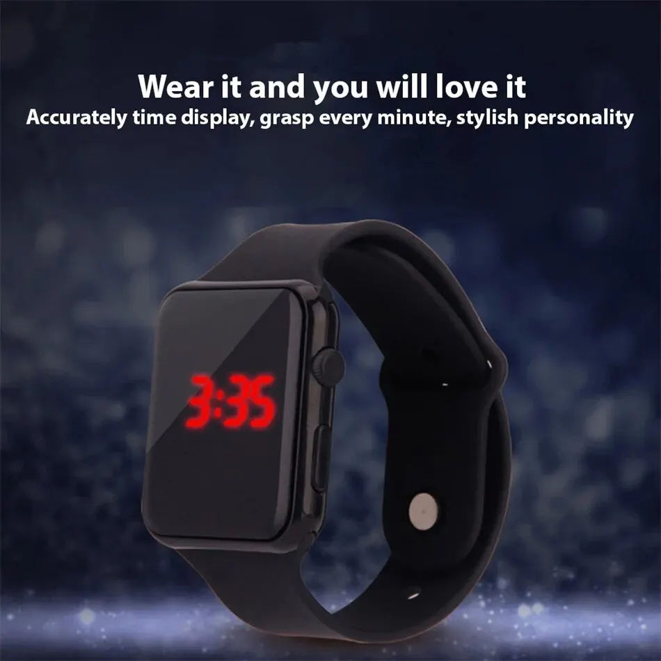 Thumbnail: Simple Digital Watch for Men Women Fashion Sport LED Electronic Watch Black Sili