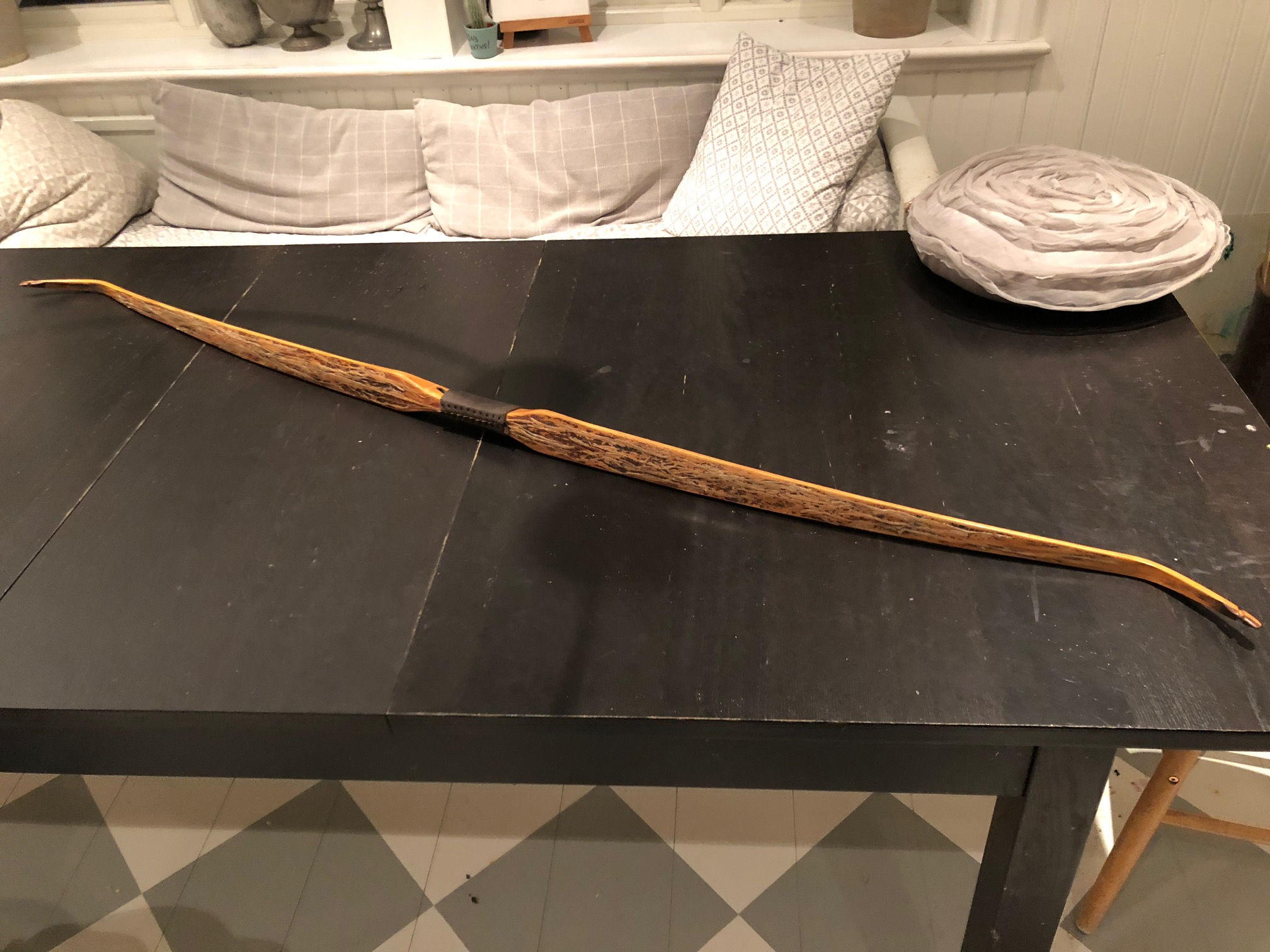 Static recurve sinewed hickory 64" 48#