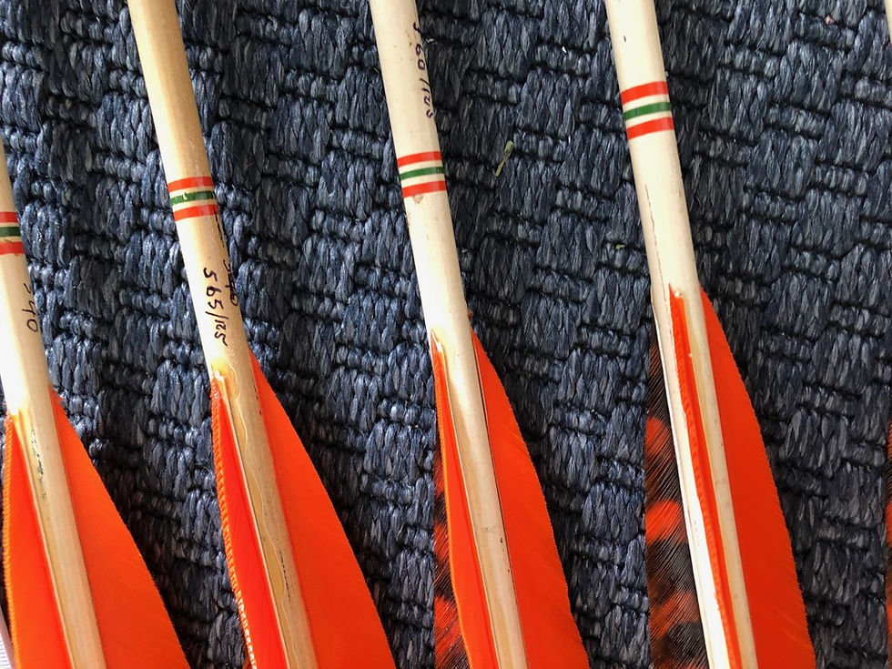 Thumbnail: 12x wood Orange 5" feathers 28" long. 538 gr.