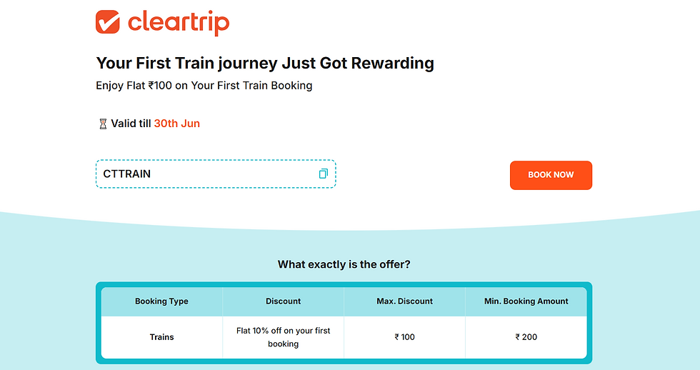 Cleartrip CTTRAIN Offer