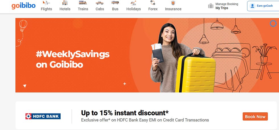 Goibibo Hotels EMI Savings offers