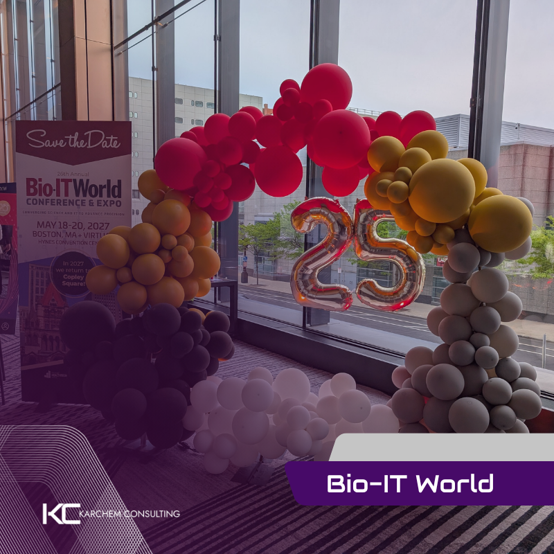 Bio-IT World Conference & Expo hall decor balloons for 25 years of Bio-IT