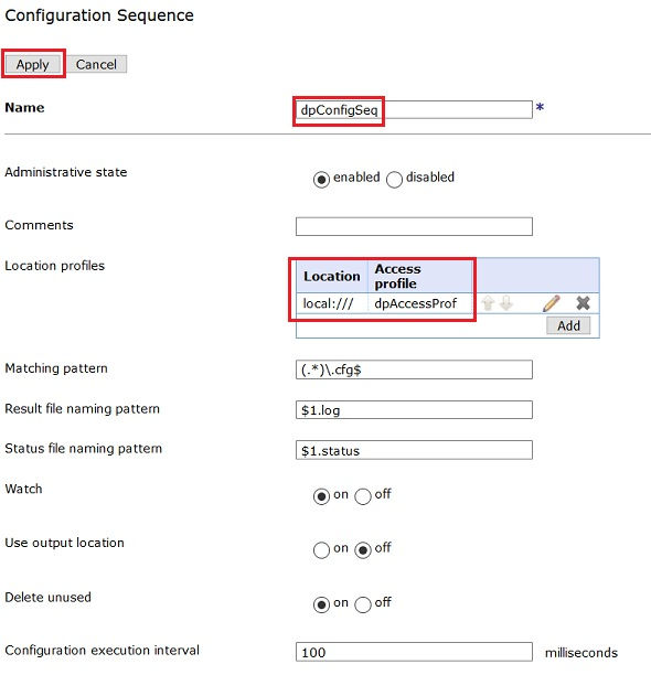 APICUP - DP Configuration Sequence