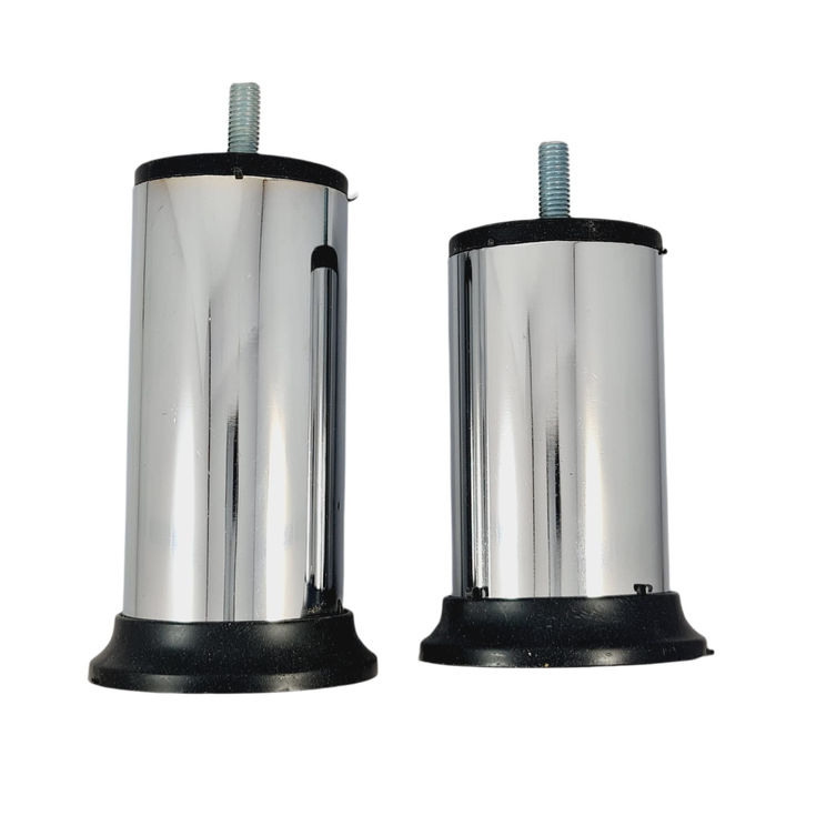 Metal Baza Ayağı Krom 10 cm | Saplamalı M10 Vidalı  Yatak Ayağı - 4 Adet