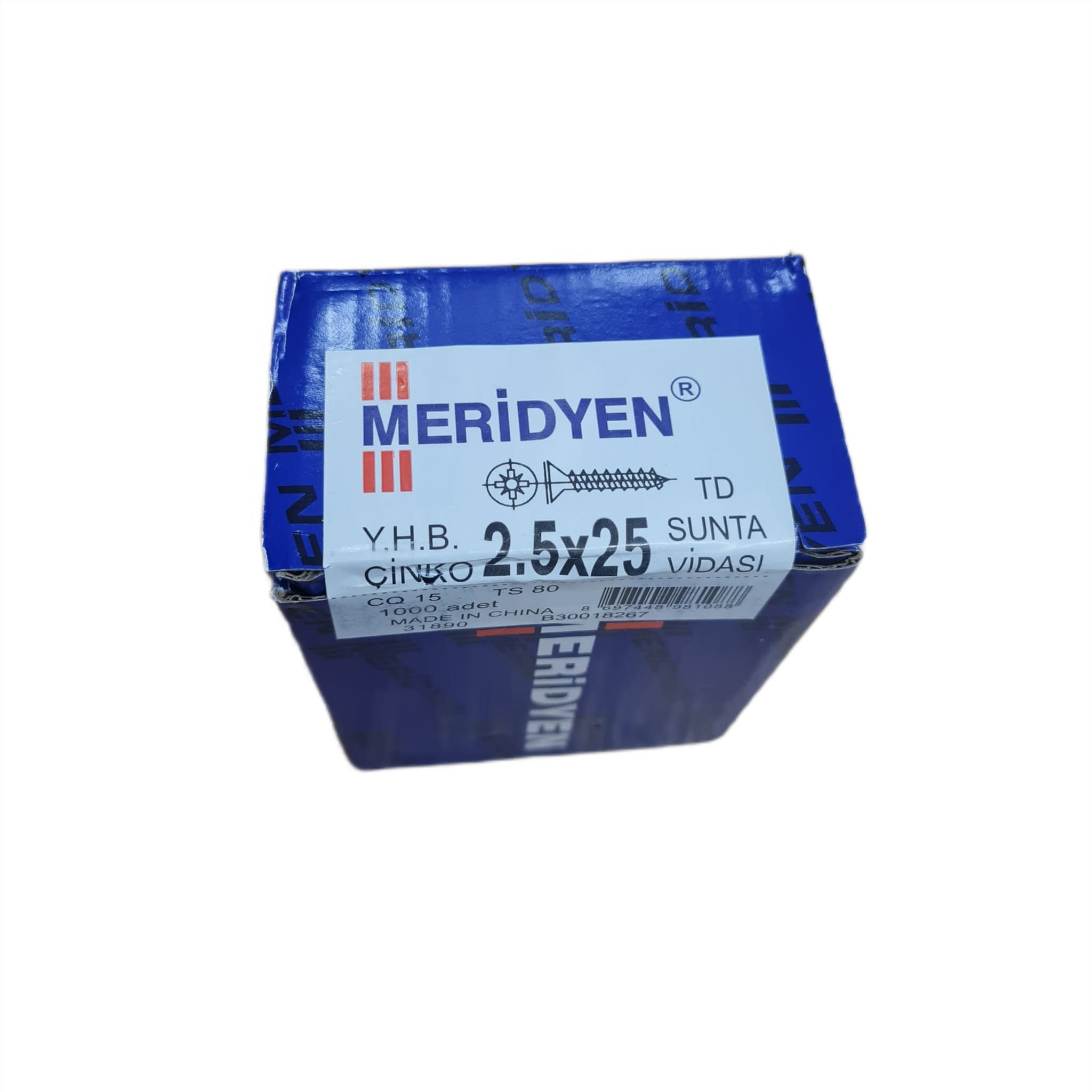 Meridyen Sunta Vidası 2,5 x 25 mm (Kutu İçinde 1000 Adet Bulunmaktadır.)