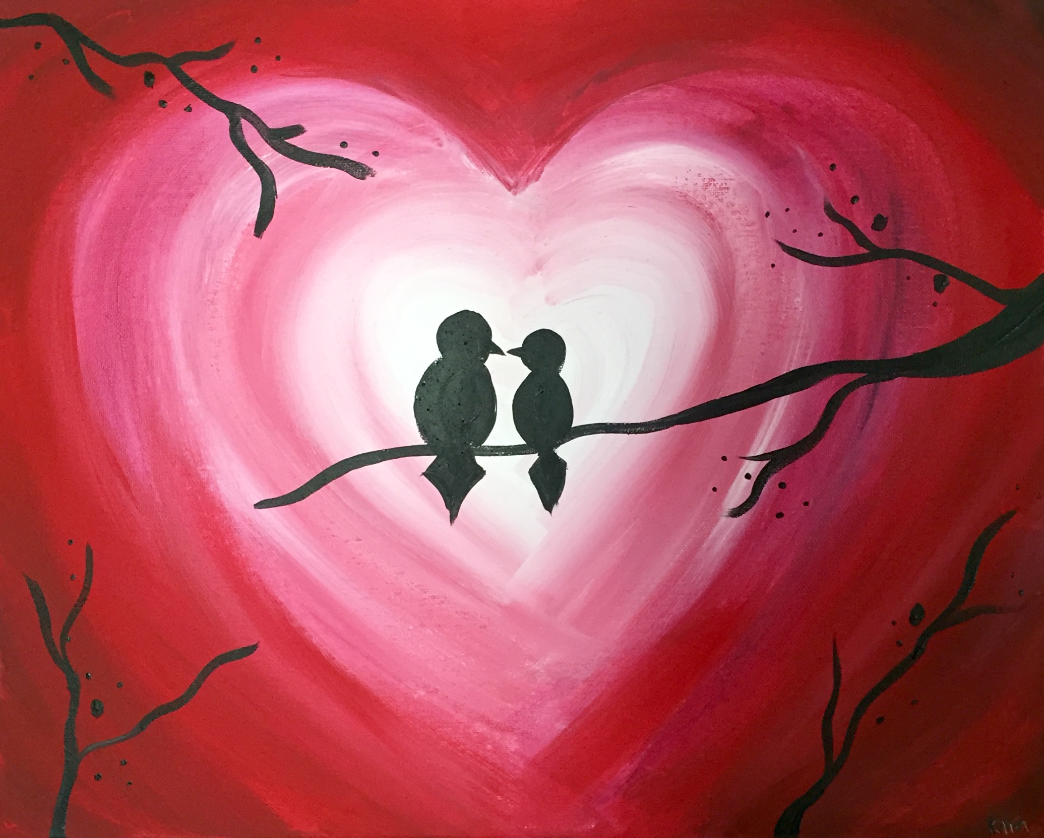 Date Night Valentine Birds Partner Paint
