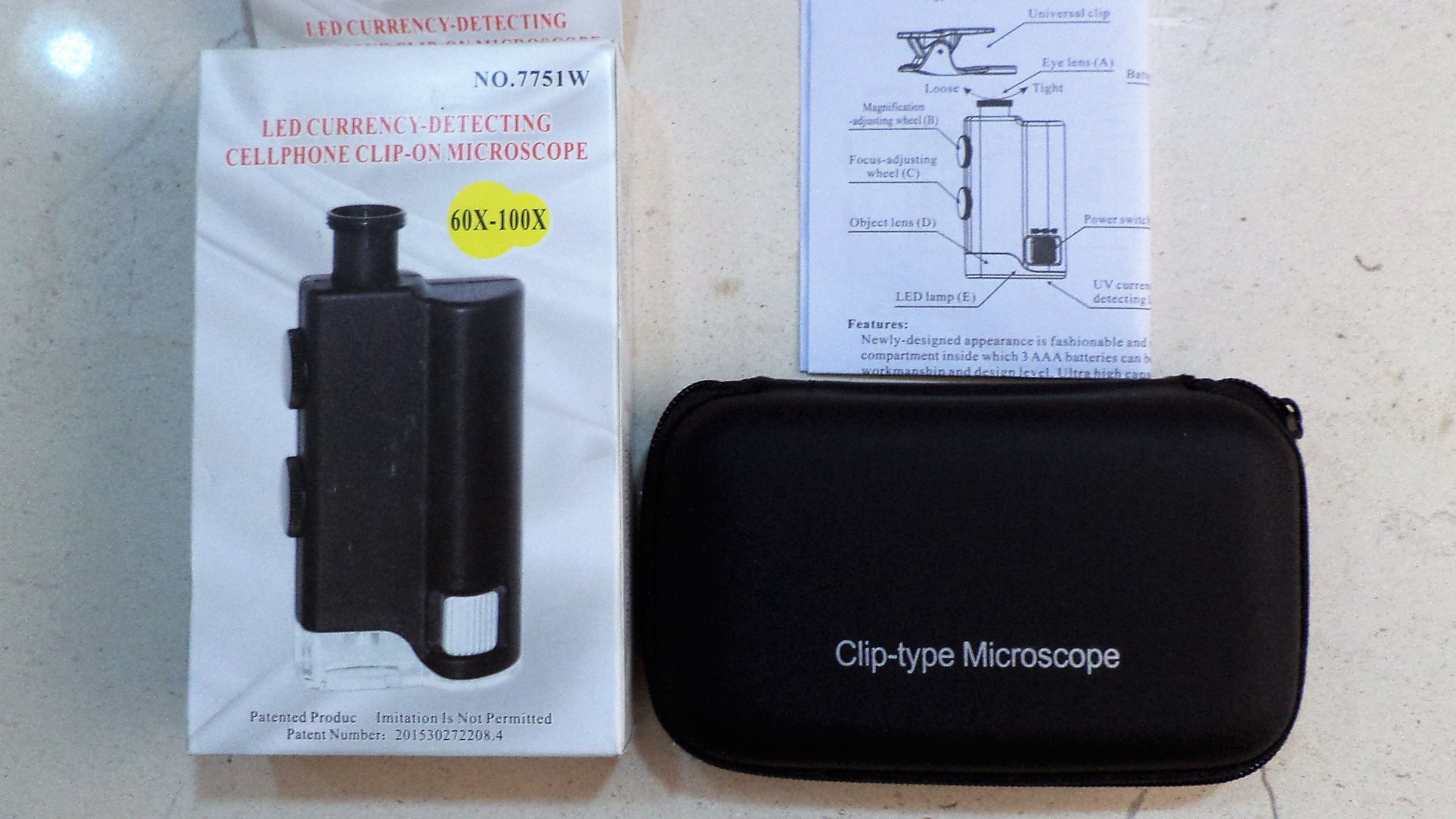 MICROSCOPIO 100X PARA CAMARA DE CELULAR