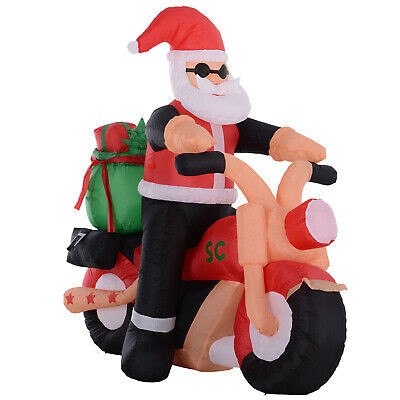 5' high Santa on a motorcycle Inflatable Christmas grass outdoor LED