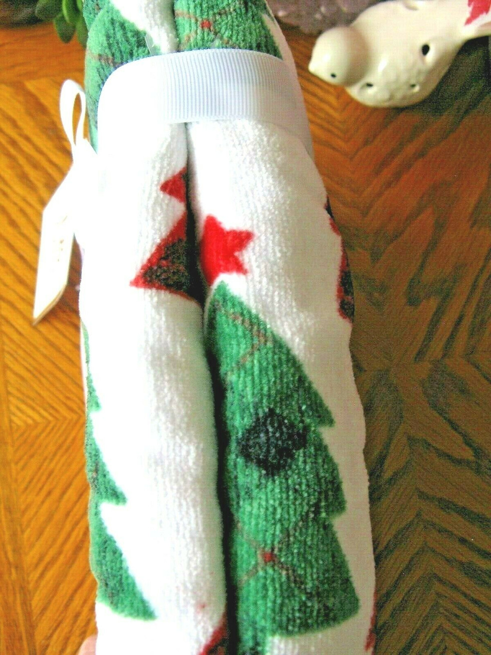 Miniatura: New Christmas Holidays Buffalo Cotton Tree Print Hand Towels Plush Set of 2